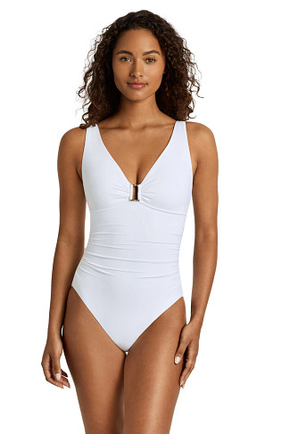 WHITE Square Ring One Piece Swimsuit