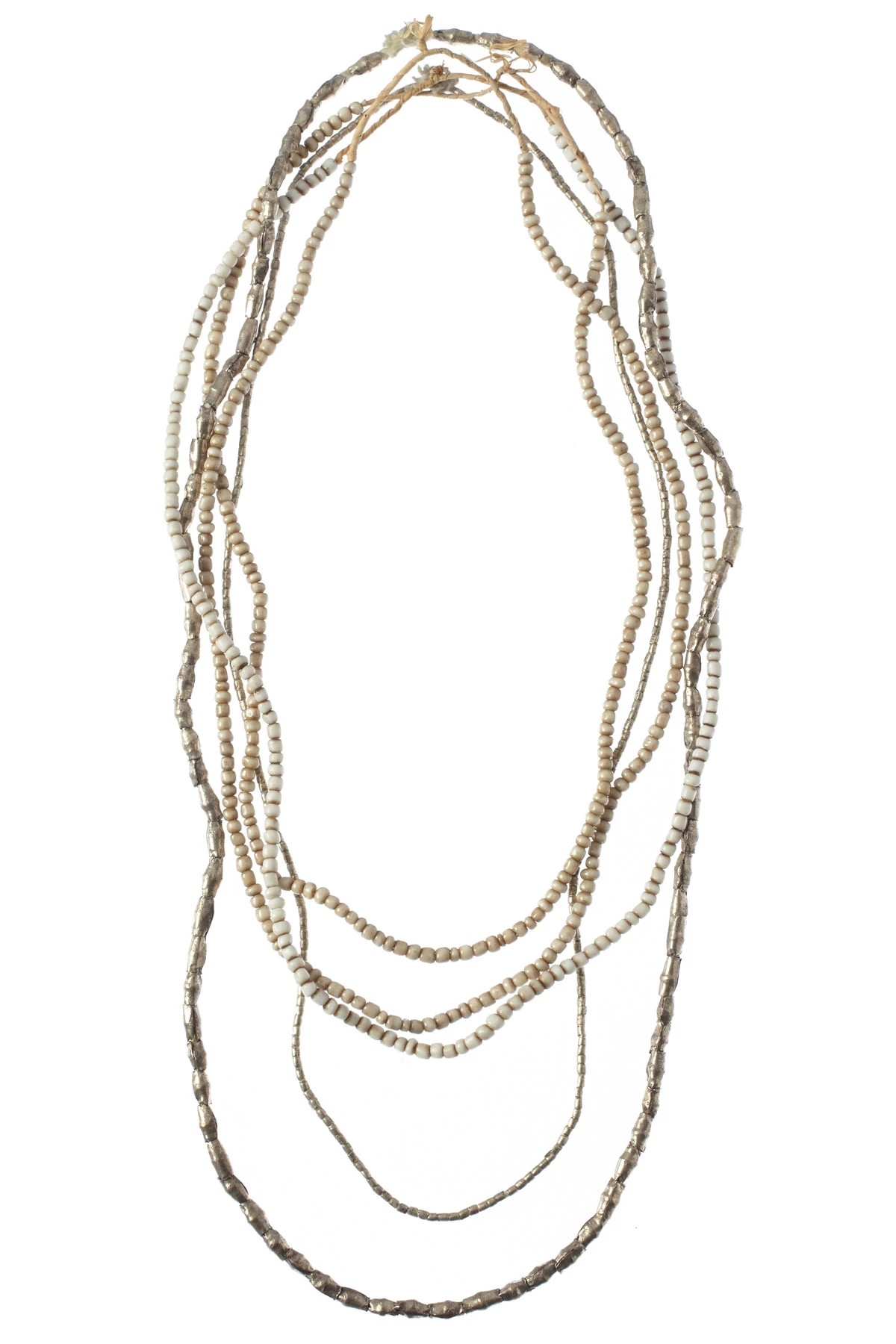 SILVER Shore Layers Metallic Bead Necklace image number 1