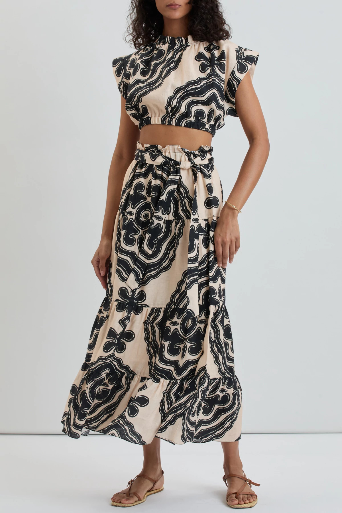 NIKU CREAM Sanaa Linen Maxi Skirt image number 3