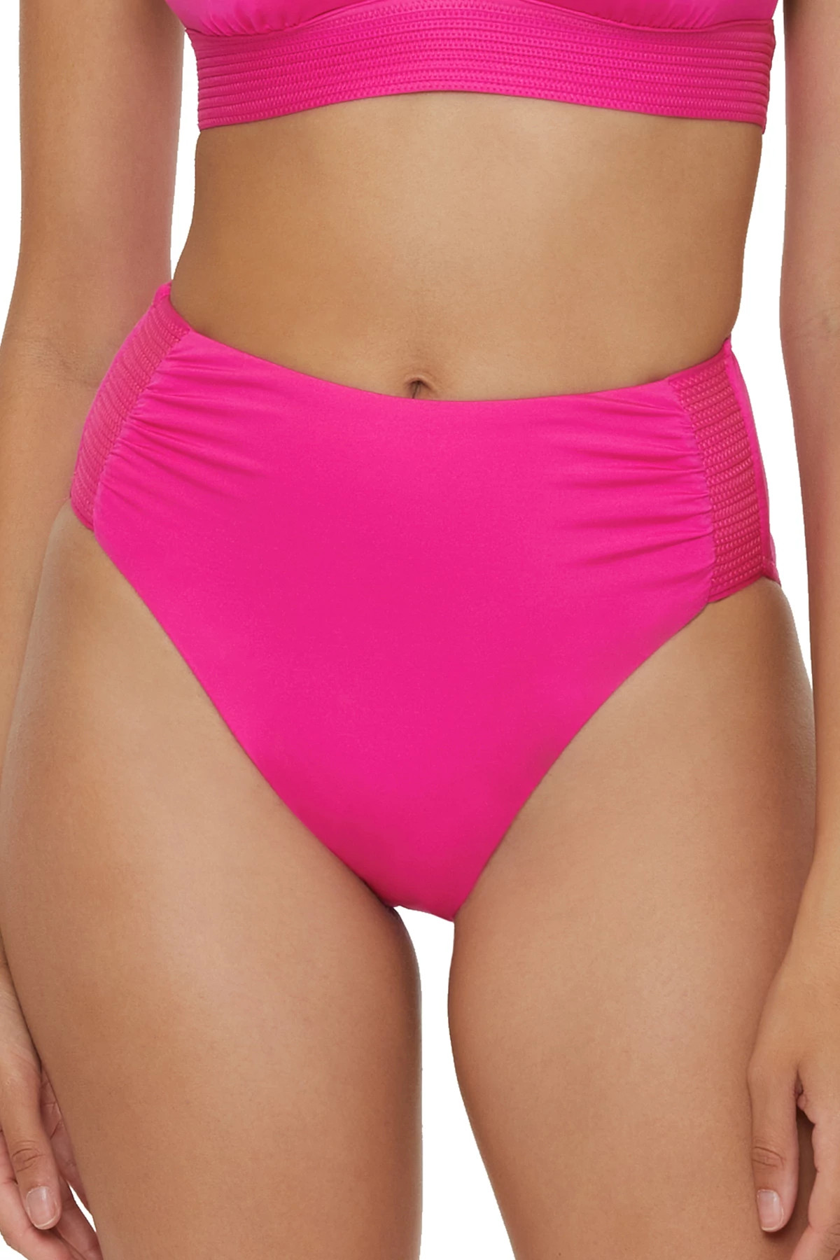 PINK PARADE Pleated High Waist Bikini Bottom image number 1