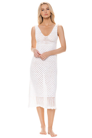 WHITE Claudia Crochet Midi Dress