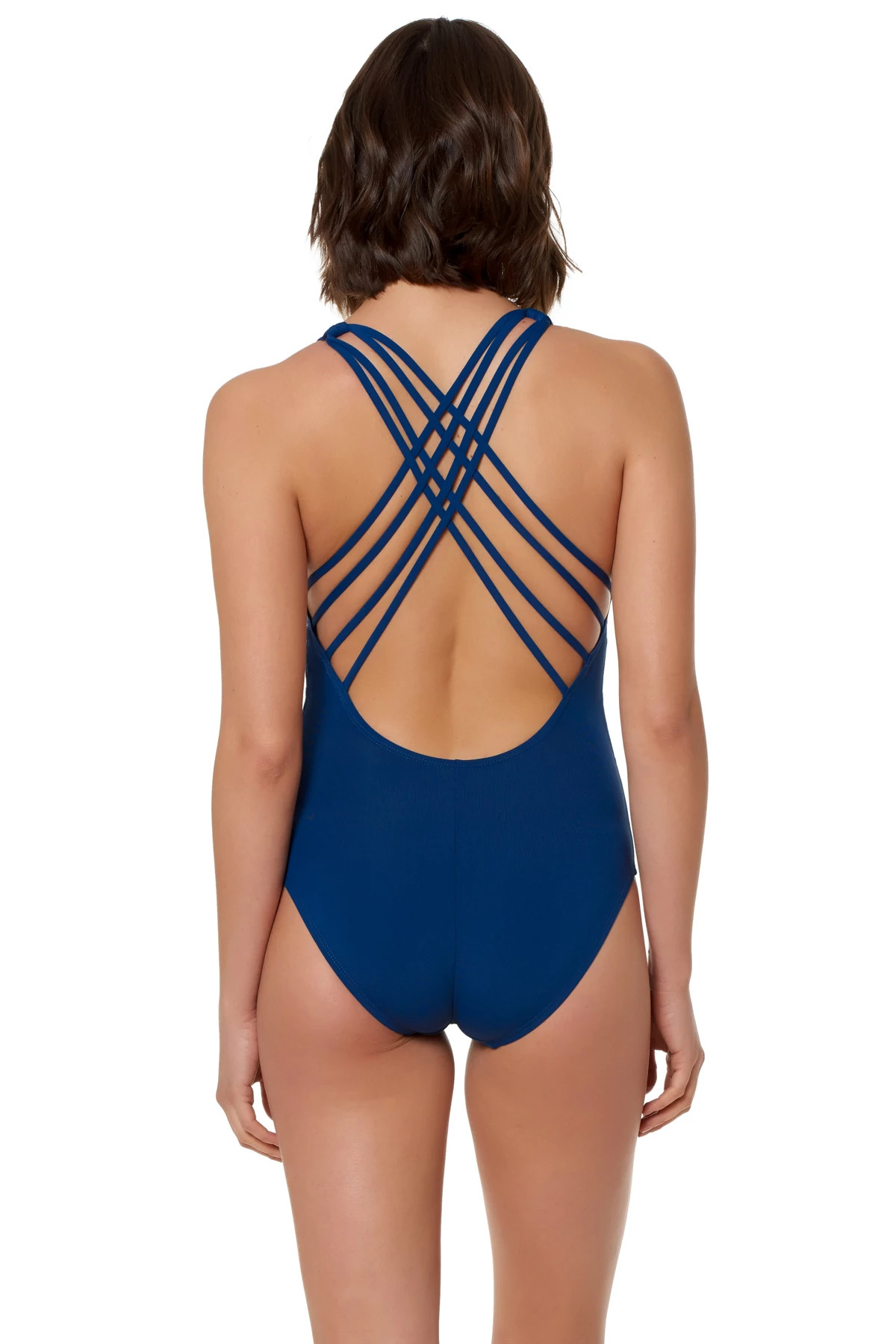 NAVY Mesh Inset One Piece Swimsuit image number 2