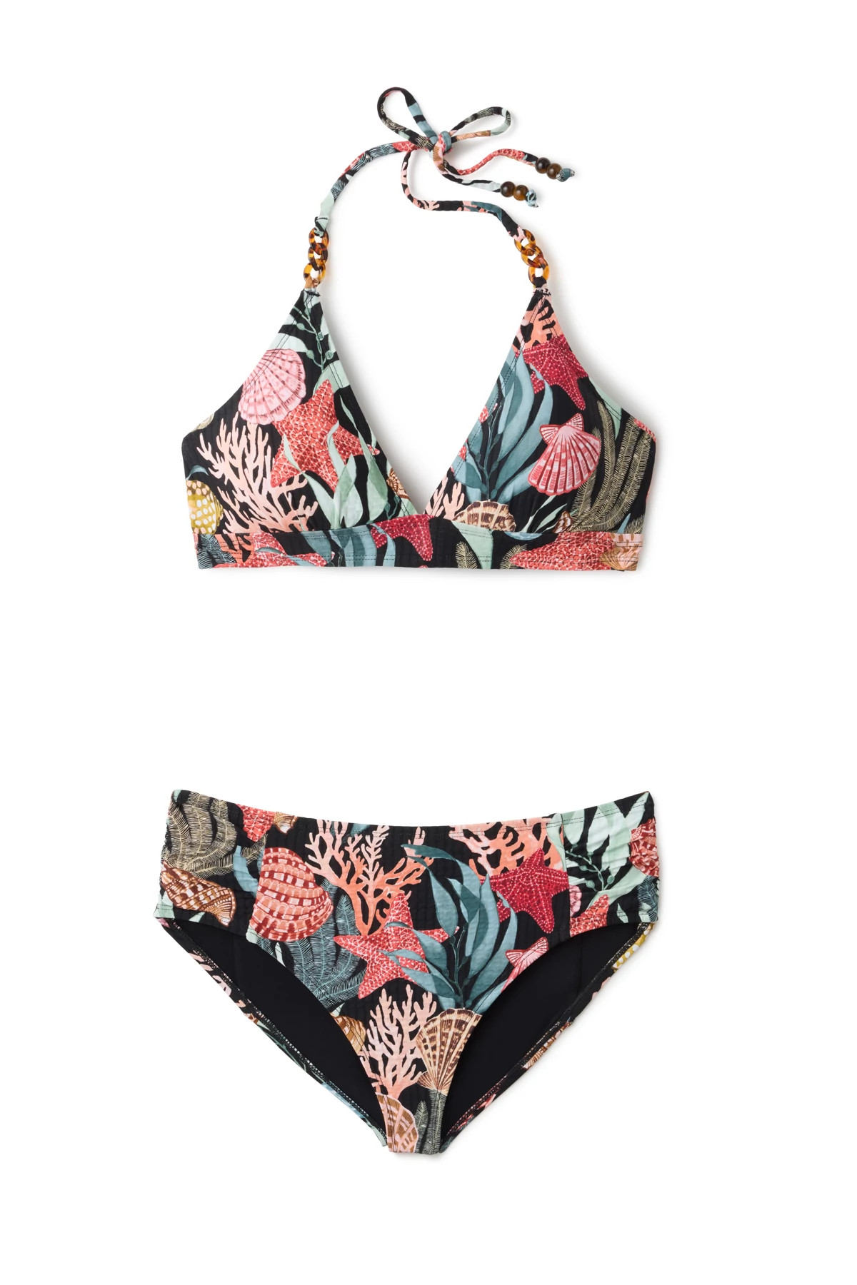 BLACK Shell Sands Halter Bikini Top image number 3