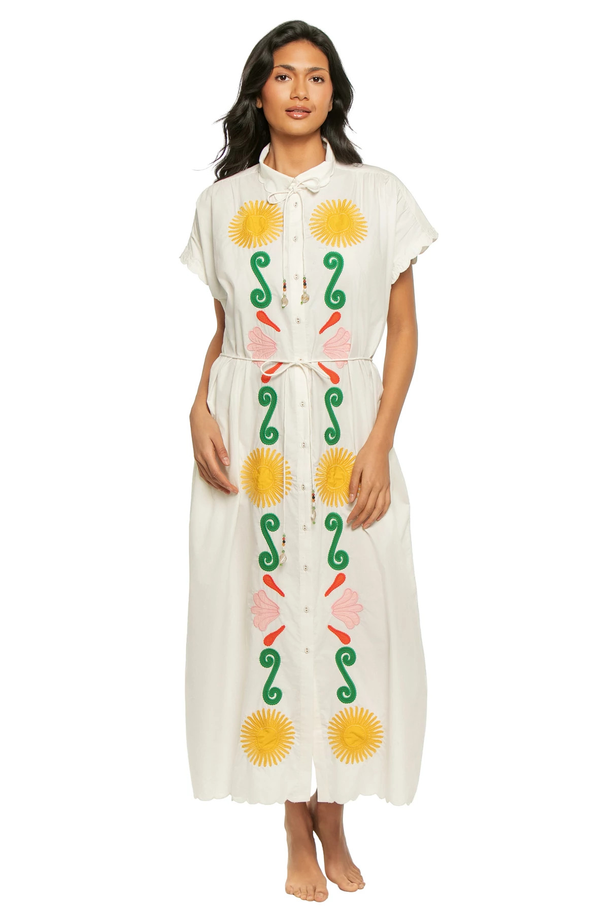 OFF WHITE Valerie Embroidered Caftan Dress image number 1