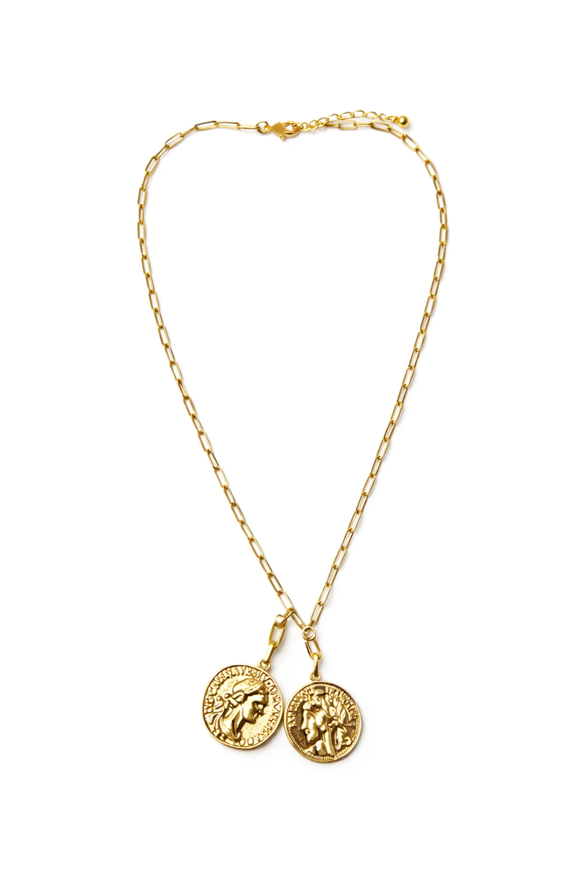 GOLD French Coin Pendant Necklace image number 1