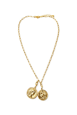 GOLD French Coin Pendant Necklace