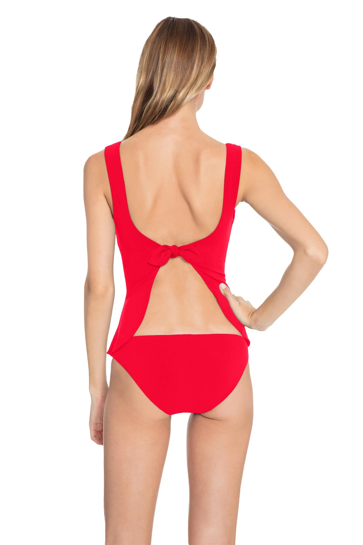 FIERY RED Over The Shoulder Tankini Top image number 2