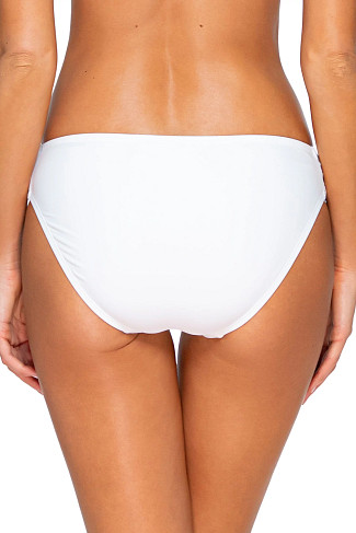 WHITE Femme Fatale Shirred Tab Side Bikini Bottom