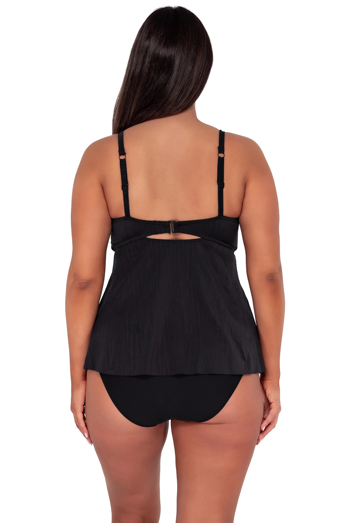 BLACK SEAGRASS TEXTURE Tori Tankini Top image number 3