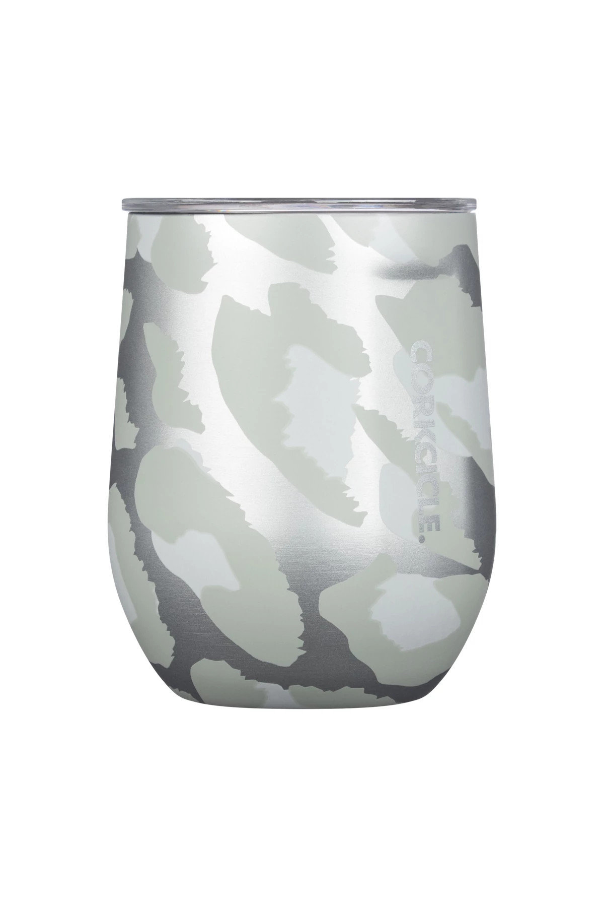 SILVER Snow Leopard 12oz Stemless Cup image number 1