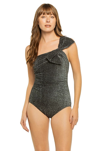 BLACK Underwire Asymmetrical One Piece Swimsuit