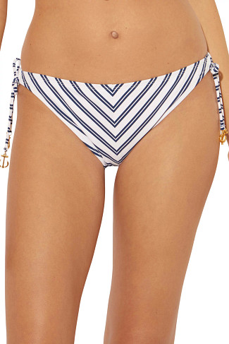 WHITE/NAVY Striped Tie Side Hipster Bikini Bottom