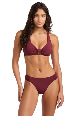 DARK BURGUNDY Ring Front Bralette Bikini Top