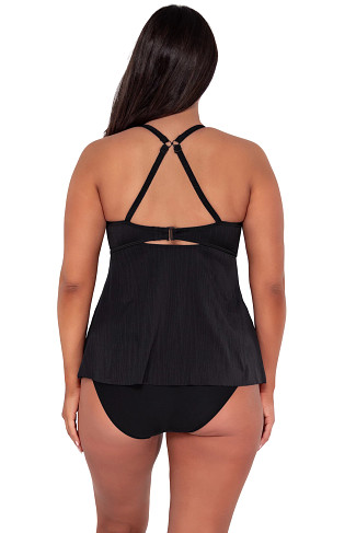 BLACK SEAGRASS TEXTURE Tori Tankini Top