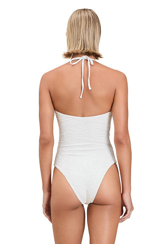 PORCELAIN Isla Textured Cutout One Piece Swimsuit