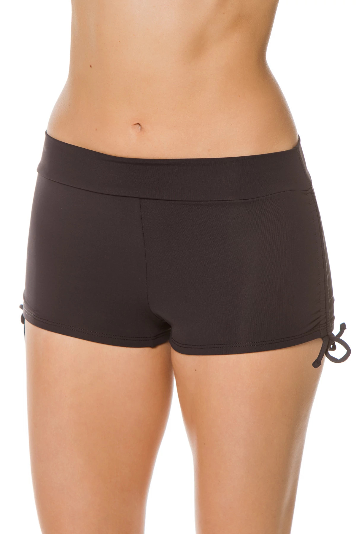 BLACK Adjustable Side Boyshort Bikini Bottom image number 1