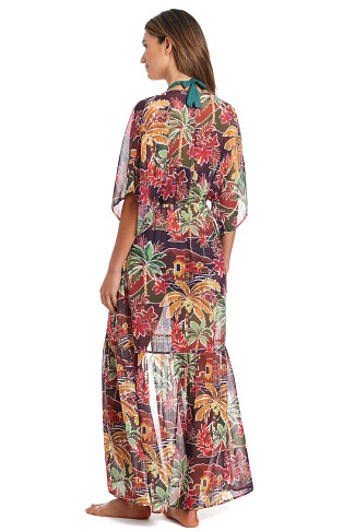 DARK GRENACHE Chiffon Maxi Cover Up Dress