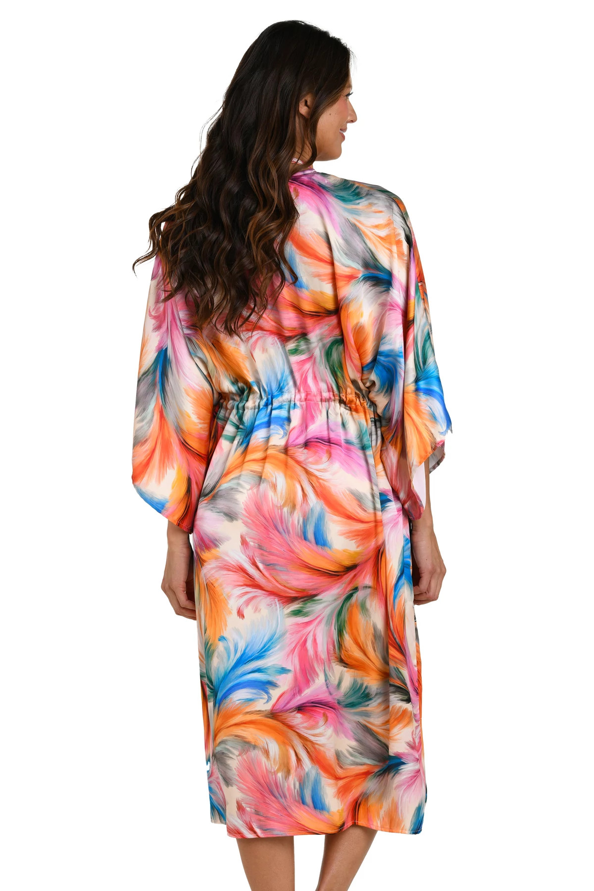 MULTI Feathered Impressions Front Tie Kimono image number 2