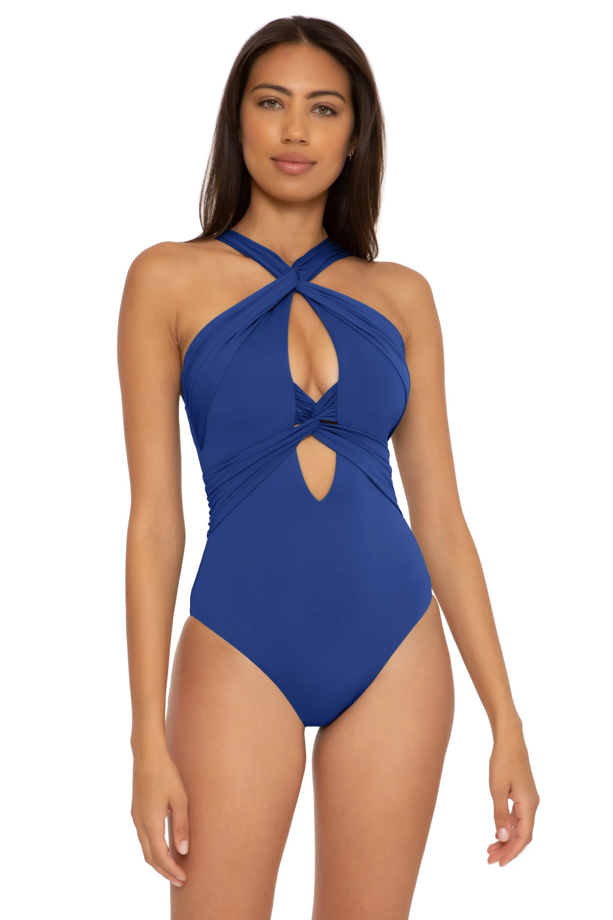 NAVY Gracelyn High Neck One Piece Swimsuit image number 1