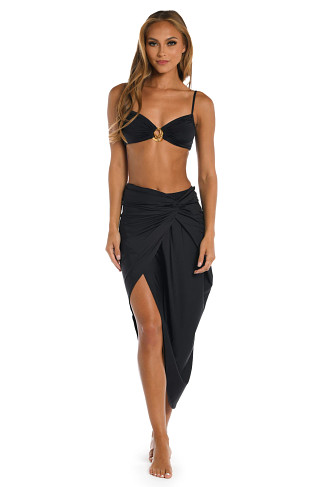 BLACK Convertible Faux Wrap Pareo