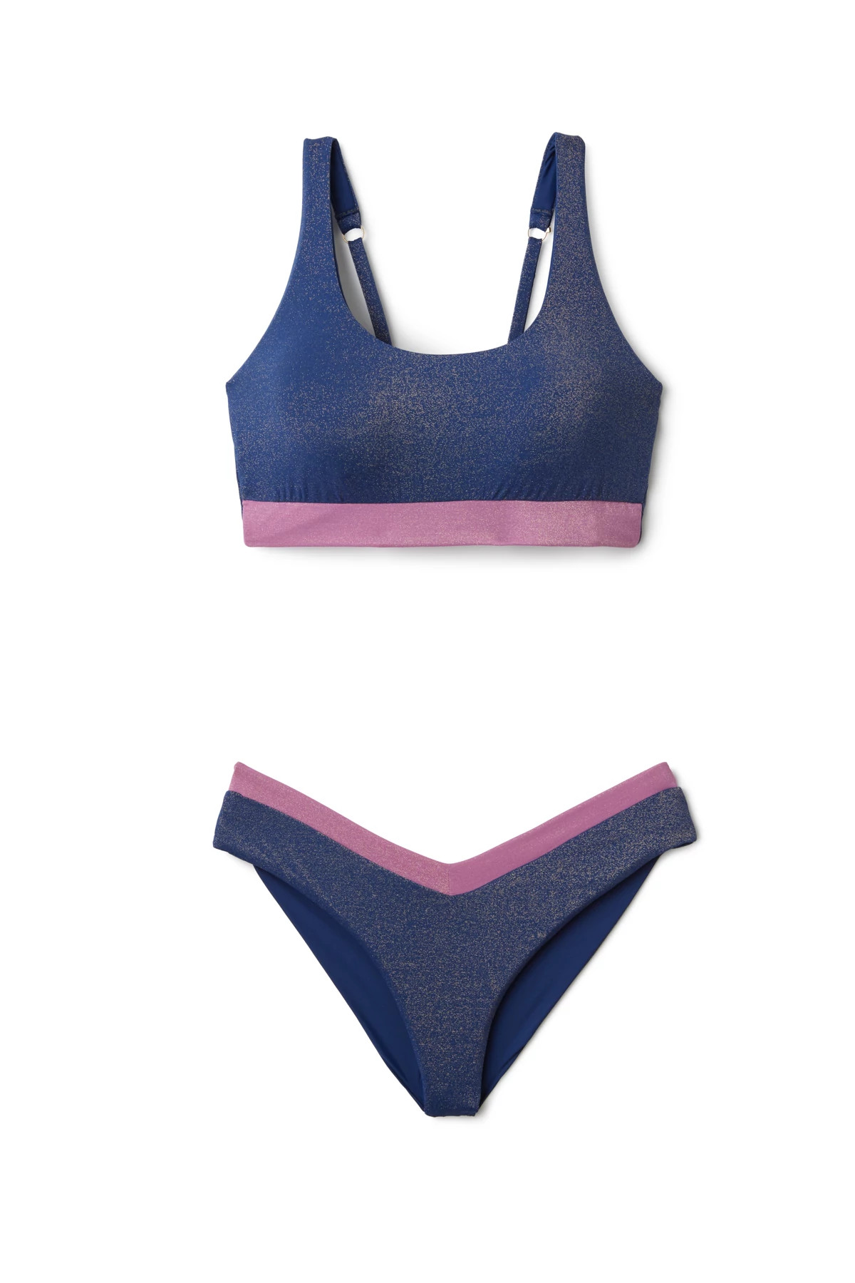 NAVY SHIMMER Jamie Shimmer Bralette Bikini Top image number 3