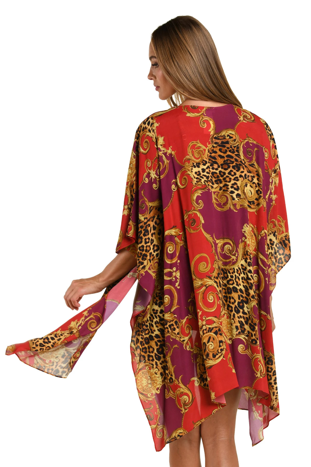 ROUGE Kara Animal Print Kimono Cover Up image number 2