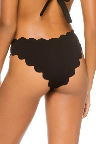 BLACK Scallop High Leg Bikini Bottom