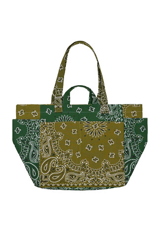 BRONZE/VERT WEEK-END Bandana Patchwork Cotton Picnic Bag
