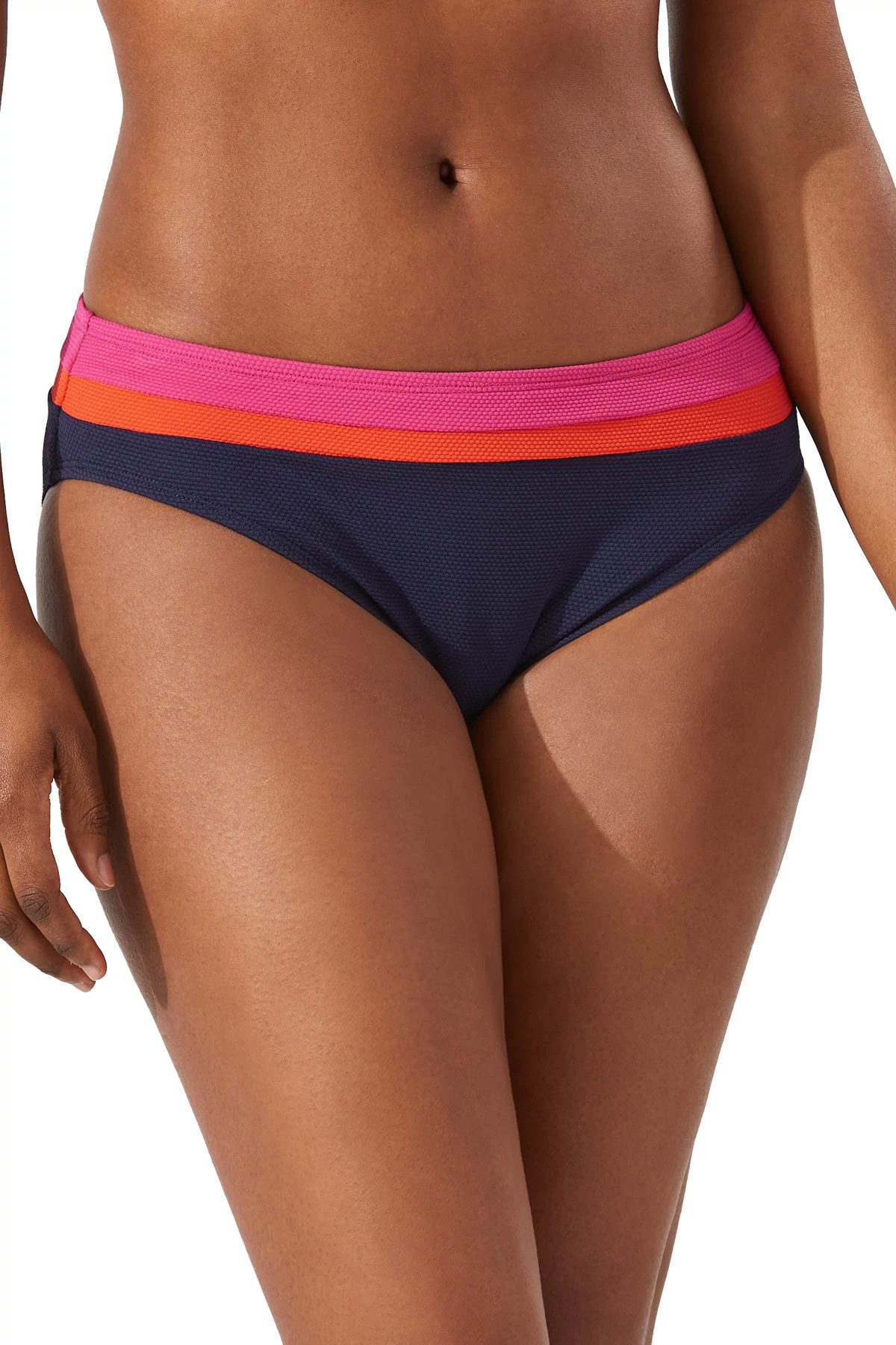 PASSION PINK Colorblock Banded Hipster Bikini Bottom image number 1