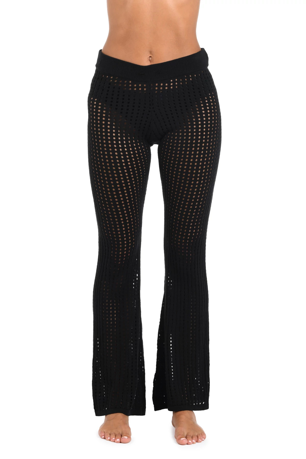 BLACK Long Crochet Pants image number 1