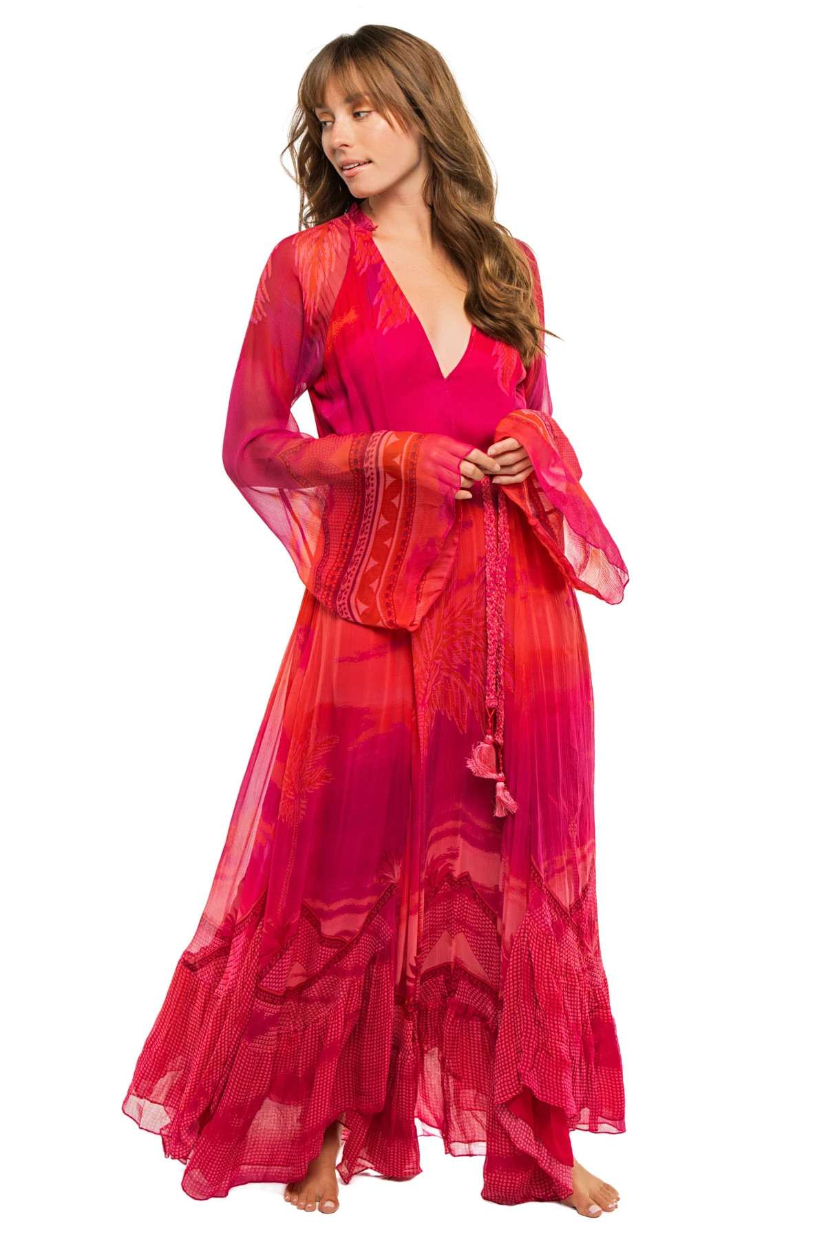 MULTICOLOR Long Sleeve Maxi Dress image number 3
