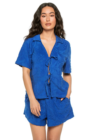 BLUE Blue River Tie Front Top