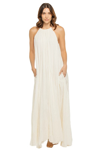 WHITE High Neck Maxi Dress