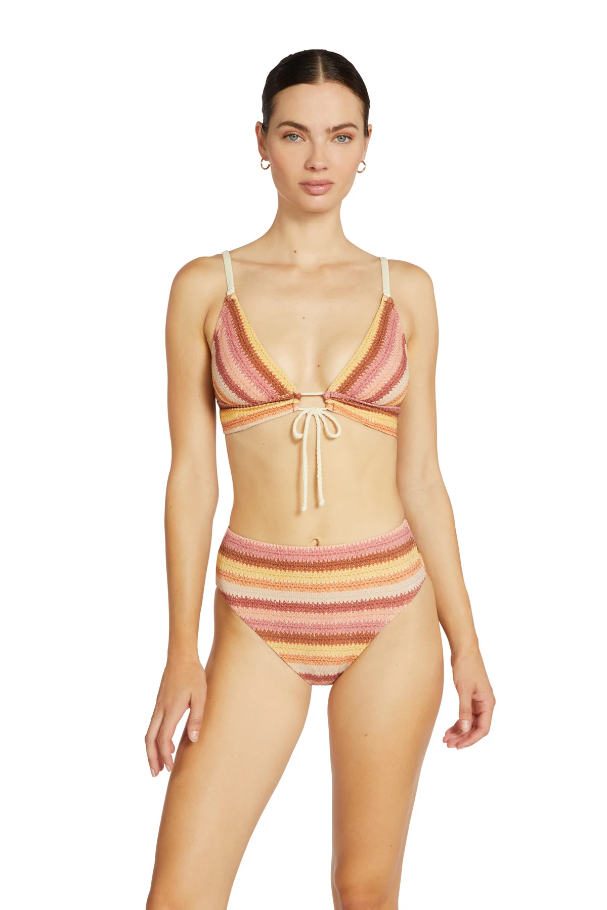 BLUSH Lyra Striped Over The Shoulder Bikini Top image number 1