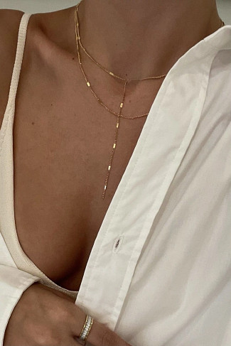 GOLD Camilla Dainty Lariat Chain Necklace