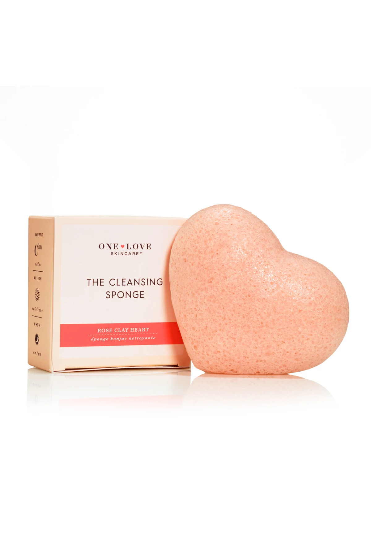 PINK The Cleansing Sponge Rose Clay Heart image number 1