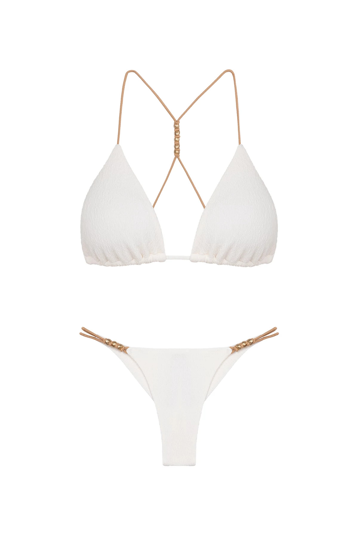 FIRENZE WHITE Paige T-Back Triangle Bikini Top image number 3
