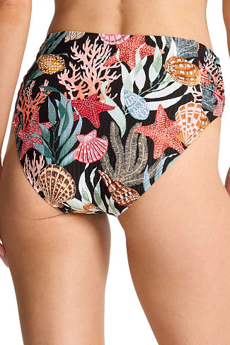 BLACK Shell Sands High Waist Bikini Bottom