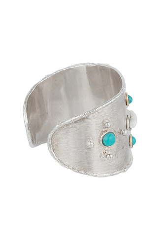 PEARL/TURQUOISE/SILVER Mojave Manchette Cuff