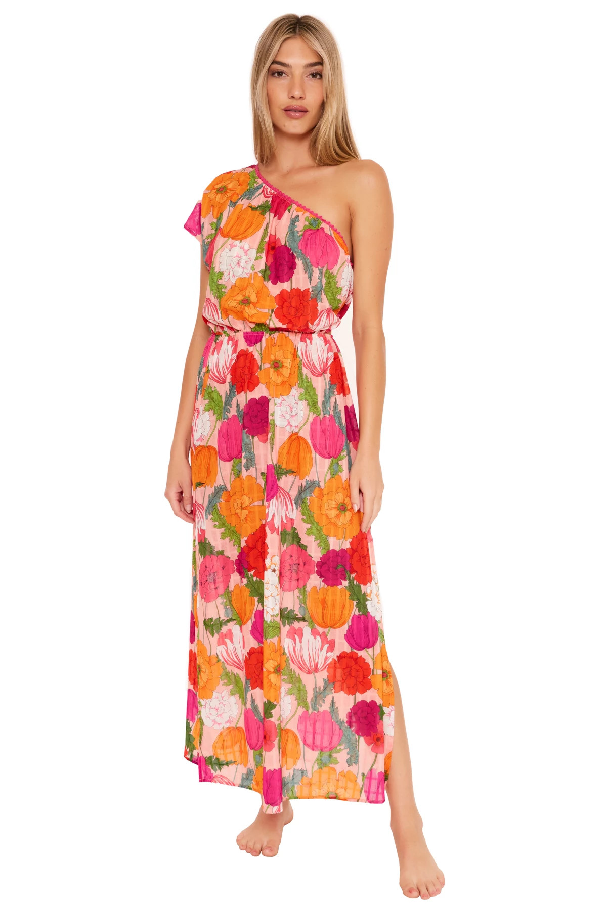 MULTI Sunny Bloom Asymmetrical Dress image number 1