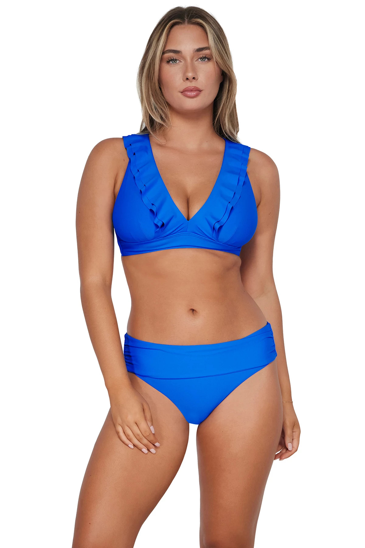 ELECTRIC BLUE Willa Wireless Bralette Bikini Top (E-H Cup) image number 1