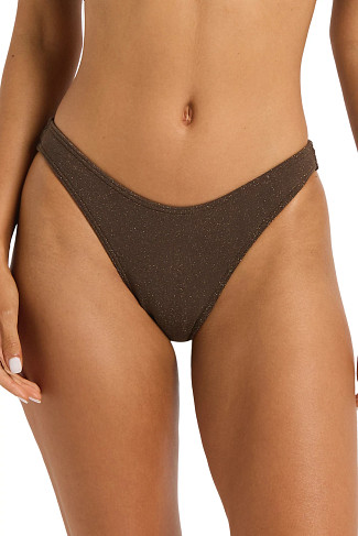 WALNUT LUREX Olivia Lurex High Leg Bikini Bottom