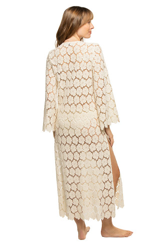 NATURAL Arelis Crochet Long Caftan