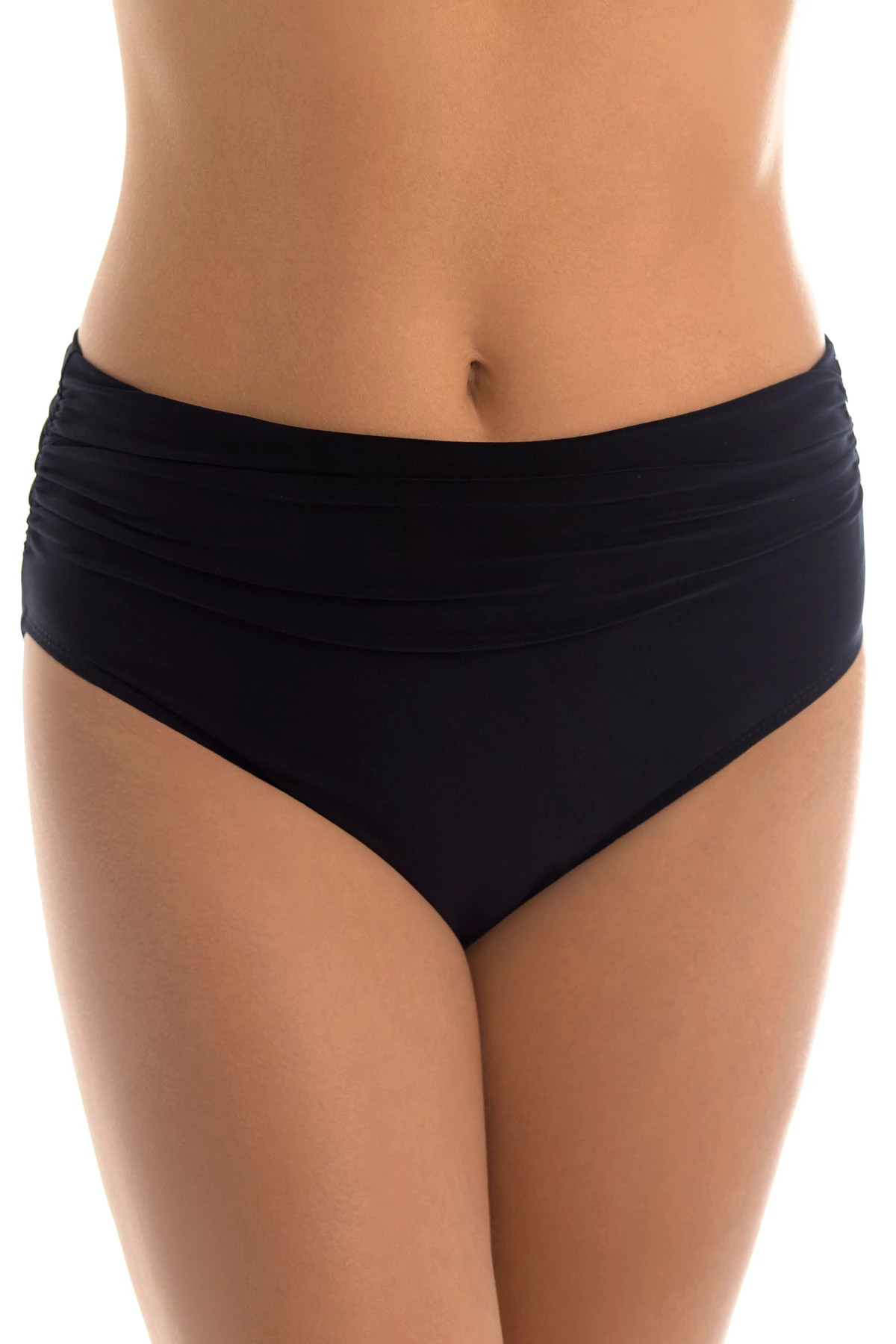 BLACK Shirred High Waist Bikini Bottom image number 2
