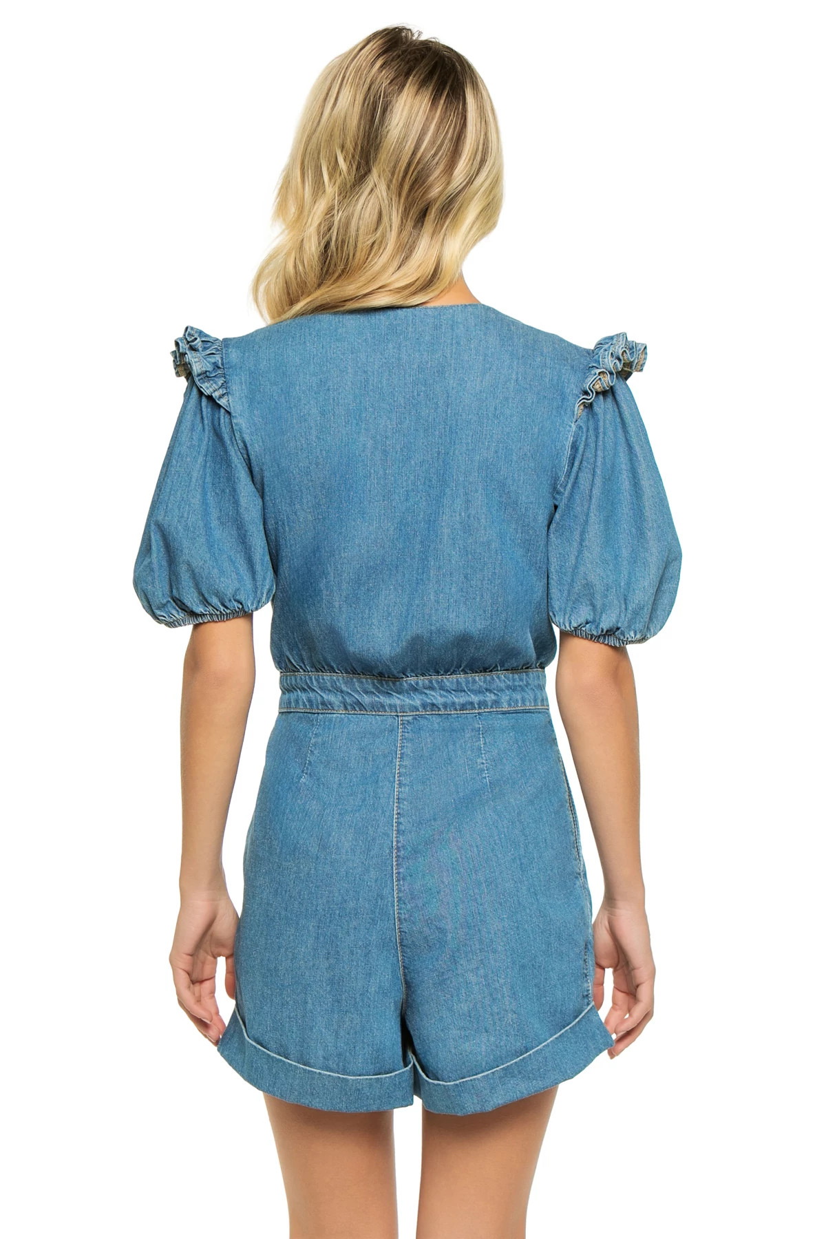 DENIM Denim Short Sleeve Romper image number 2