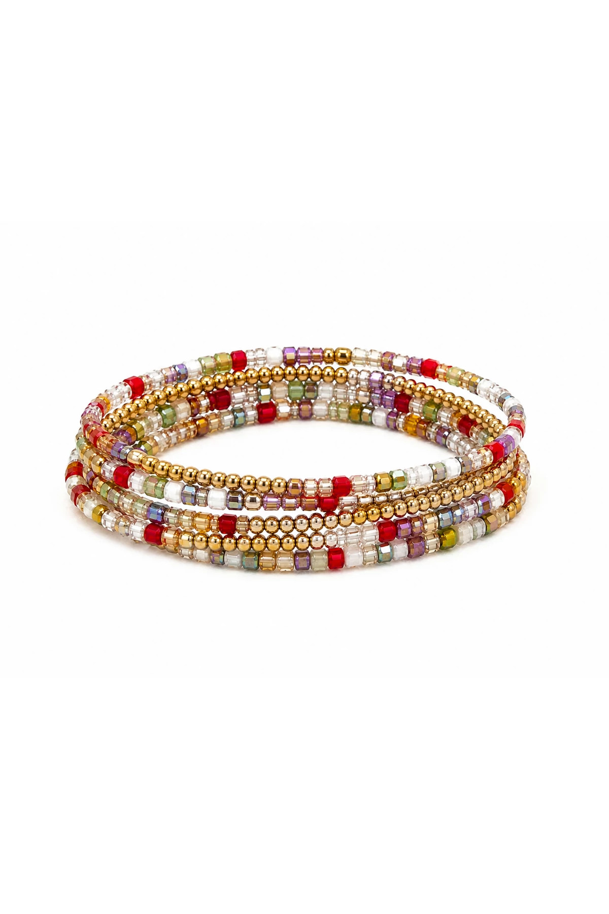 MULTI Multicolor Glass Bead Bracelet Set image number 1