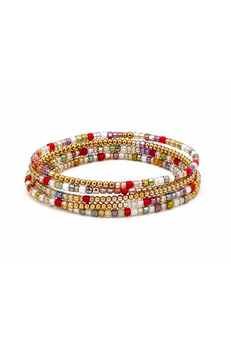 MULTI Multicolor Glass Bead Bracelet Set