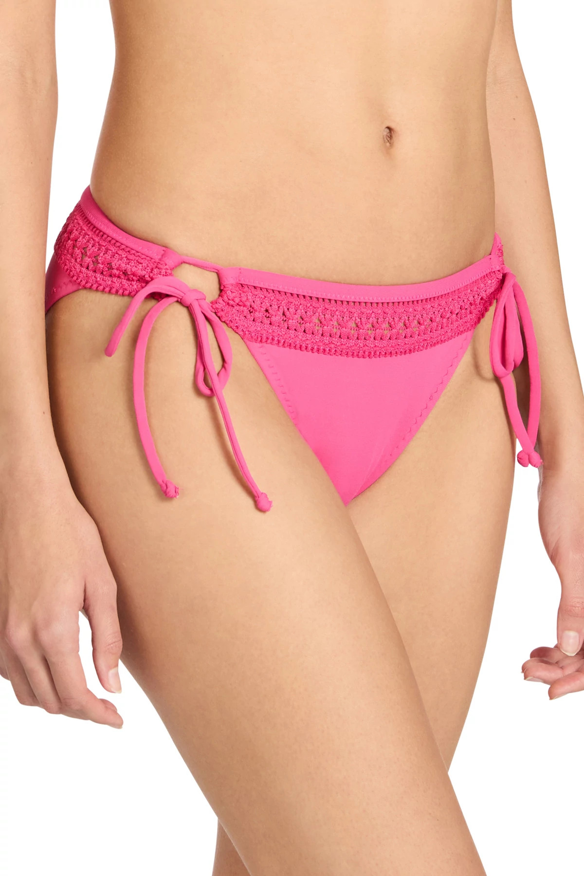 STRAWBERRY Crochet Trim Loop Tie Bikini Bottom image number 3