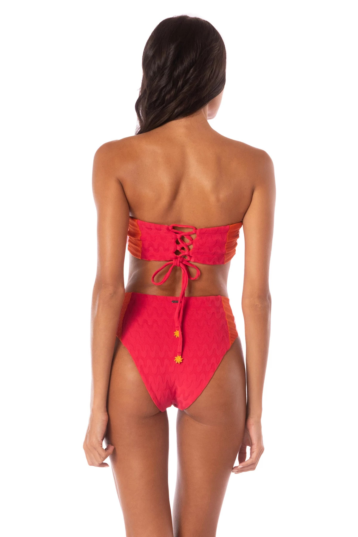 APPLE RED Nomad Reversible Bandeau Bikini Top image number 3