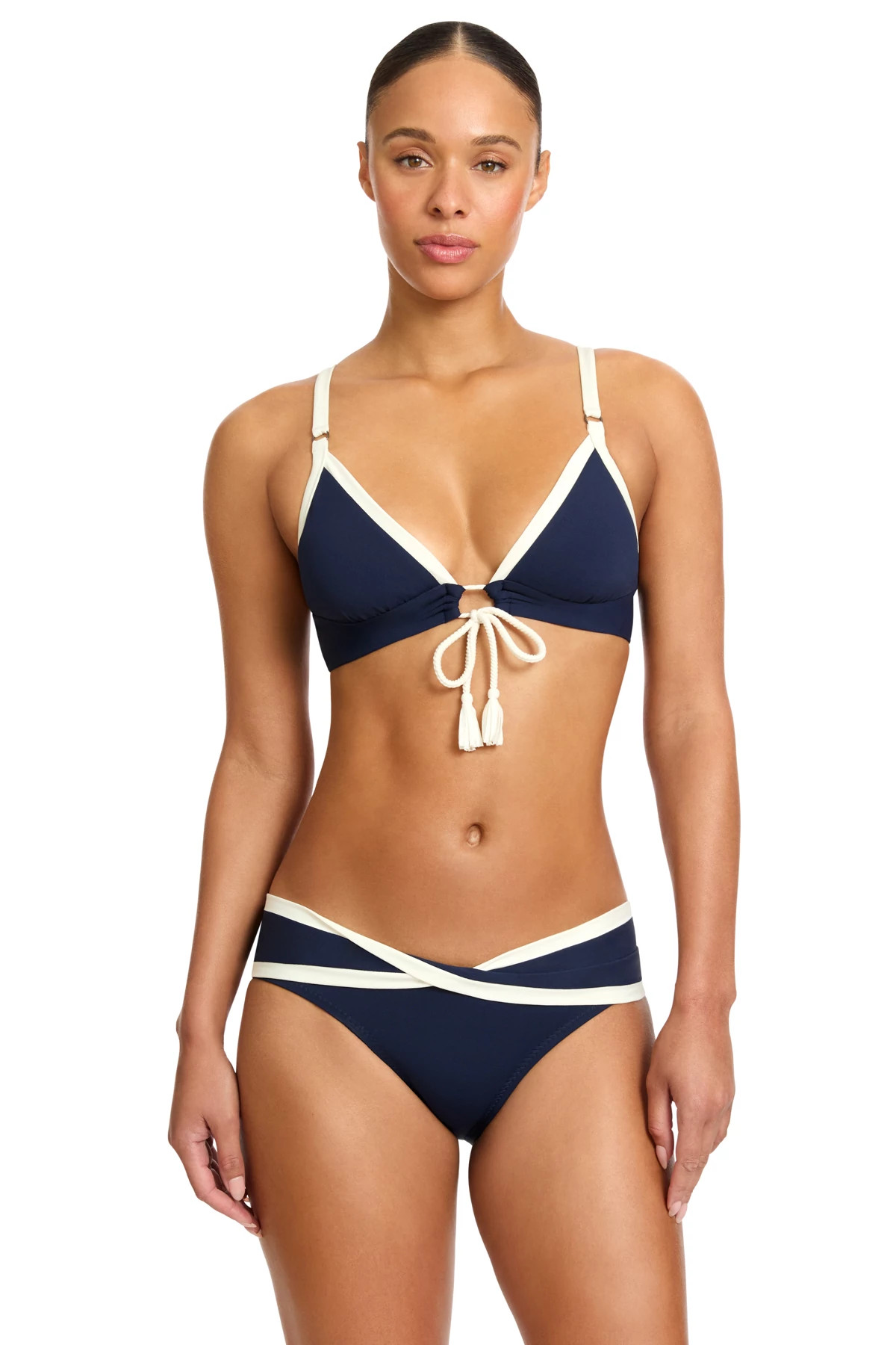 NAVY/CREAM Tierna Triangle Bikini Top image number 1